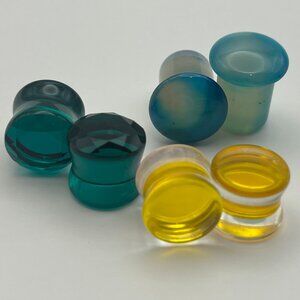 3 Pairs Darling Assorted glass plugs 1/2 inch